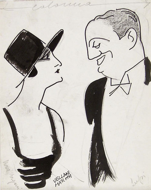 Mario Vellani Marchi, caricatural portraits of Vera Vergani and Ruggero Lupi 